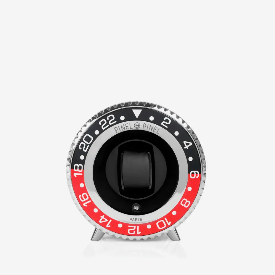 TWIN GMT Black & Red/Silver Watch winder - Pinel et Pinel