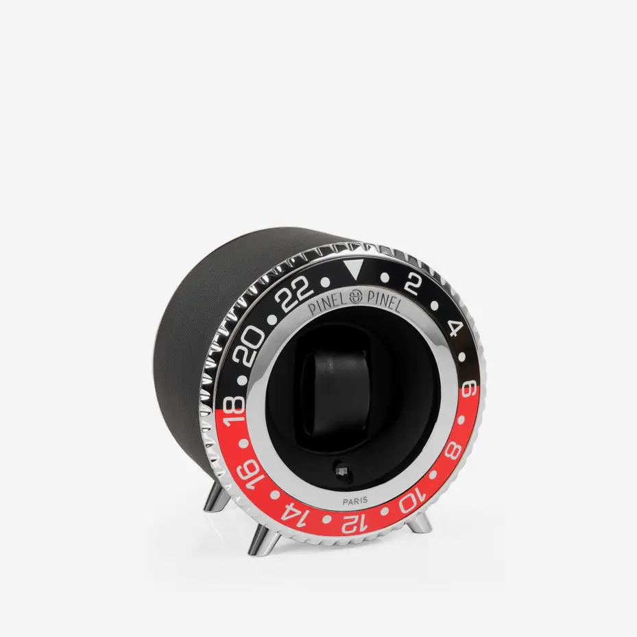 TWIN GMT Black & Red/Silver Watch winder - Pinel et Pinel
